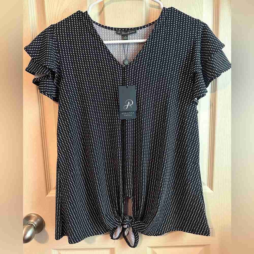 Adrianna Papell Black and White Polka Dot Blouse
